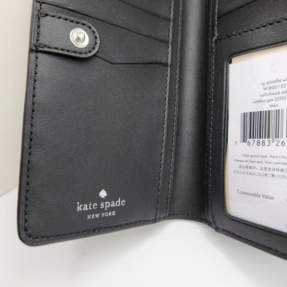 Kate Spade Slim Billfold Wallet - Saffiano Leather - Gray and White - NWT - Picture 5 of 6